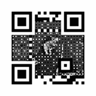 2-H QR code encoding "Ringo Starr" with a background image