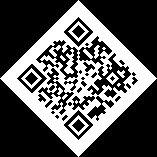 Colorful 3-H QR code encoding "Yellow Submarine" rotated by 45°