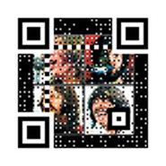 3-H QR code encoding "The Beatles -- Let It Be" with a background image
